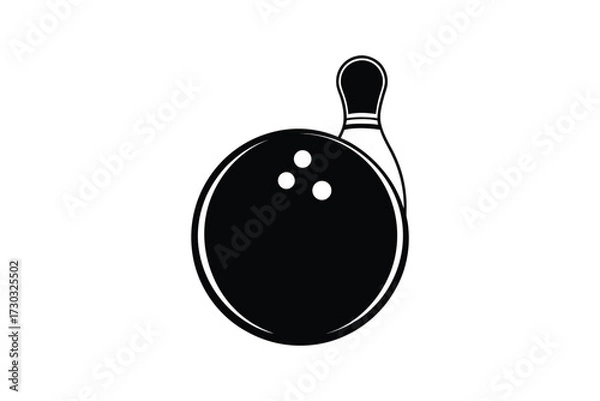 Fototapeta Bowling ball and pin design a simple black and white silhouette