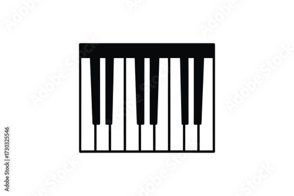 Fototapeta A stark black and white depiction of piano keys simple silhouette