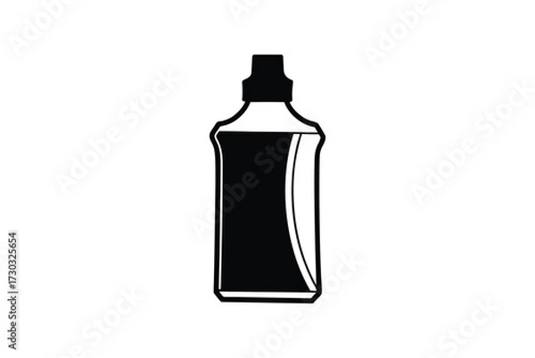 Fototapeta A simple black silhouette of a bottle with a curved design silhouette