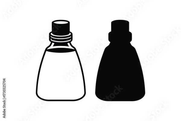 Fototapeta Two distinct bottle shapes presented in a striking black and white silhouette