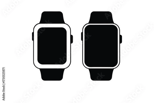 Fototapeta Two black smartwatches displayed side by side a simple silhouette
