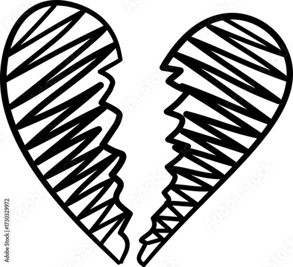 Fototapeta Scribble Doodle Broken Heart