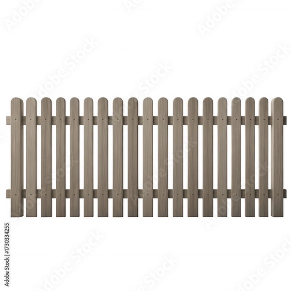 Fototapeta Wooden picket fence with rounded tops isolated on a transparent background garden