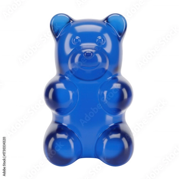 Fototapeta Translucent blue gummy bear against black background isolated on a transparent background candy