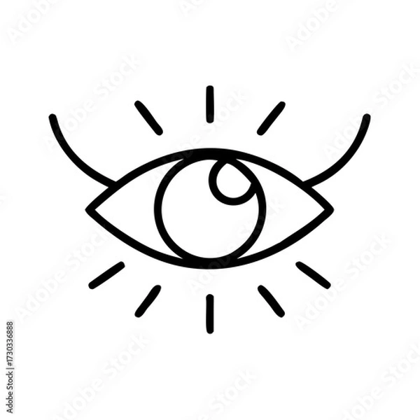 Fototapeta Eye symbol with rays and outlines representing vision concept  