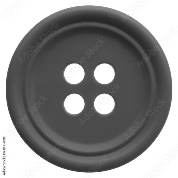 Fototapeta Round gray button with four holes isolated on a transparent background image