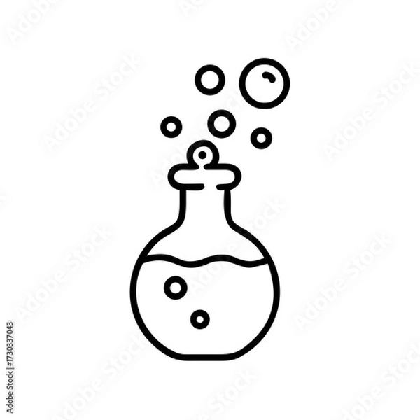 Fototapeta Laboratory flask with bubbles in minimalist style representing icons  