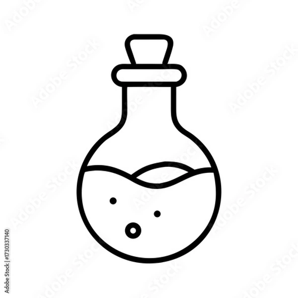 Fototapeta Laboratory flask with liquid and bubbles, concept of icons  