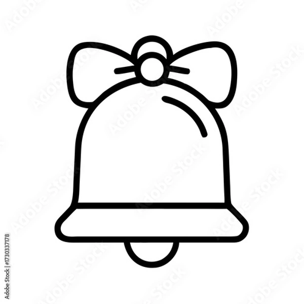 Fototapeta Bell icon with bow in simple line style representing celebration  