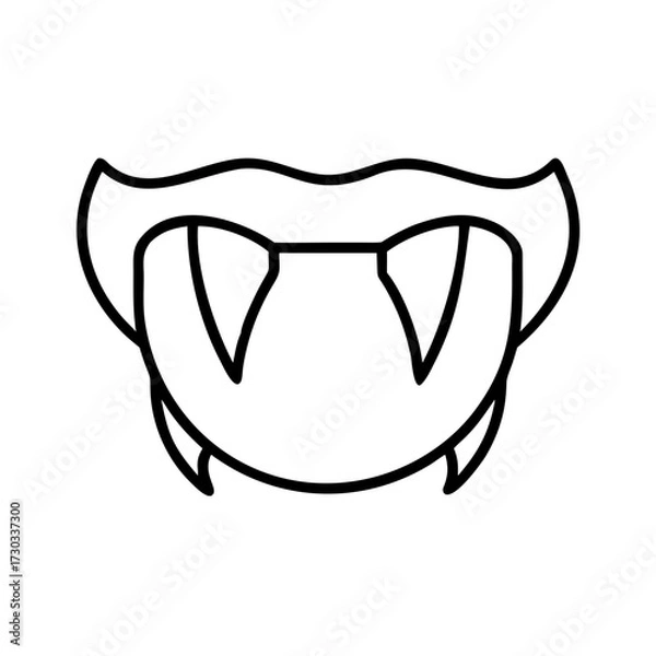 Fototapeta Cobra head illustration with fangs and hood outline design  