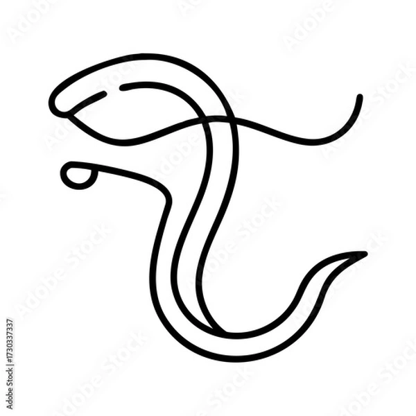Fototapeta Snake icon represented in minimalist line art style  