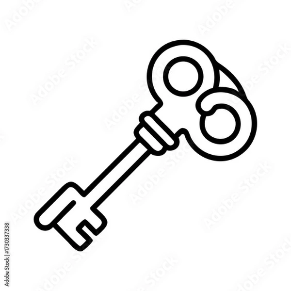Fototapeta Key icon design with classic shape and minimalist outline style  