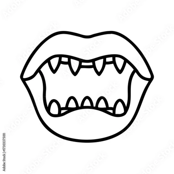 Fototapeta Open mouth with sharp teeth as a representation of icons  