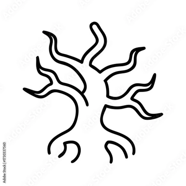 Fototapeta Abstract tree illustration with twisted branches and roots  