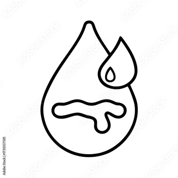 Fototapeta Water droplet symbol with a smaller drop inside in outline style  