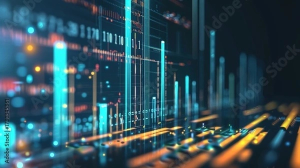 Fototapeta Data Analysis: Statistical Graphs & Financial Charts – Bar, Line, Stock & P&L Charts for Business Decisions. Trend Tracking, Financial Reporting & Clear Visualization. Compatible with Excel.