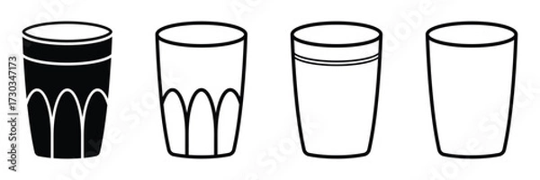 Fototapeta Water glass icon set. Full and empty water glass icons. Drink glass icon collection in color. Vector illustration. EPS 10