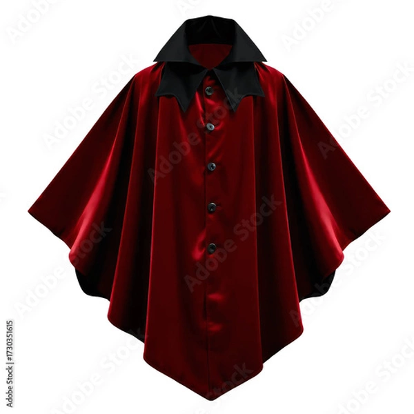 Fototapeta Red velvet vampire robe with black collar isolated on transparent background