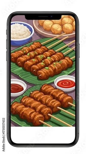 Fototapeta Indonesian Satay Skewers Illustration
