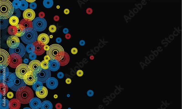 Fototapeta Abstract background with colorful circles on black, perfect for modern and dynamic designs