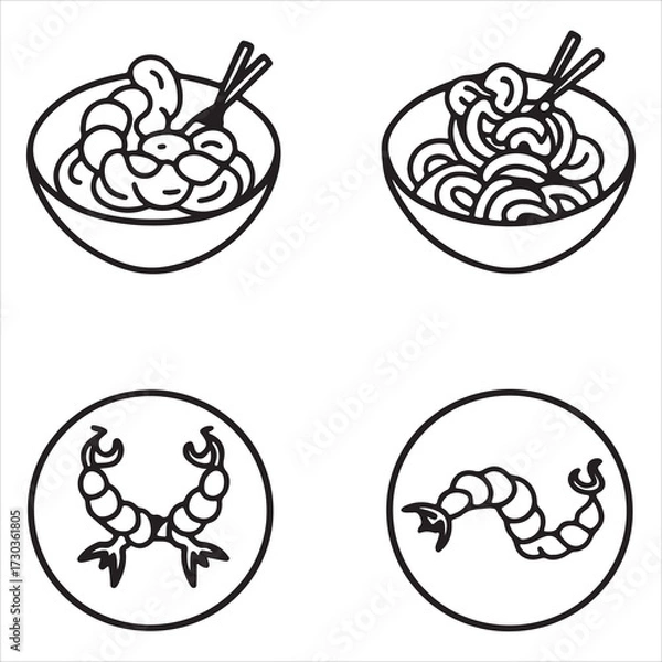 Fototapeta A Vibrant Asian Cuisine Shrimp Stir Fry, a Healthy Quick Meal Dinner Prepared in a Wok with Exotic Prawns and Fresh Colorful Vegetables