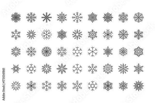 Obraz set of  snowflake icons, winter, snow
