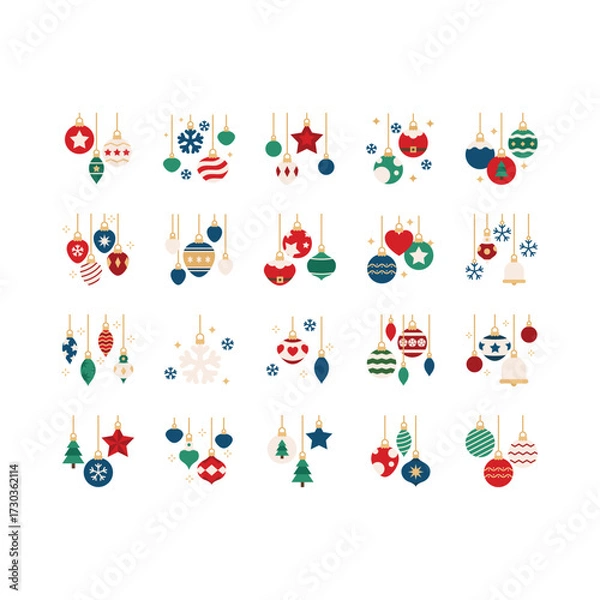 Obraz set of Christmas decoration icons, ornamental