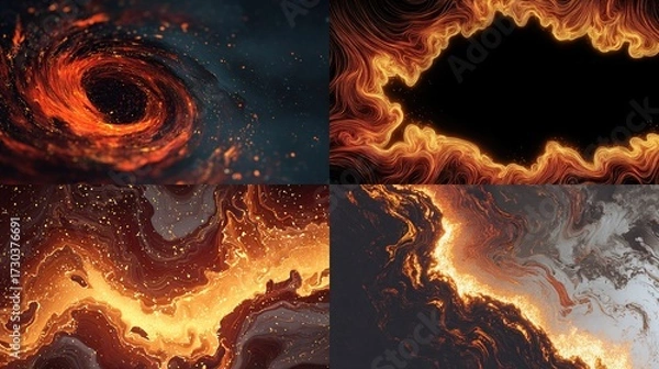 Fototapeta Fiery Swirls & Textures Abstract Visuals of Flames, Lava, and Molten Forms