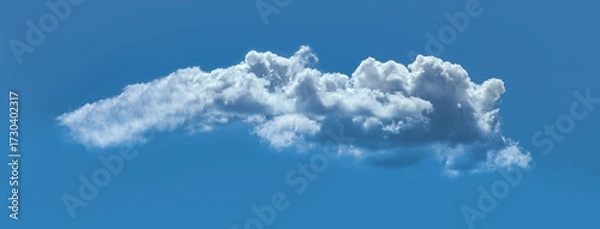 Fototapeta Cloud long wide form in the Blue Sky on Sunny Day. Nature Scenery with a Good Weather. Looking Up Shot. Banner panoramic Screen.