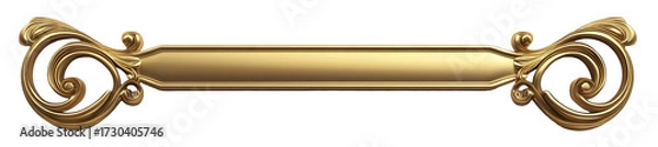 Fototapeta Elegant gold element with ornamental scrolls on both ends, isolated on transparent cutout background