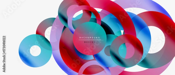 Fototapeta Abstract colorful circles overlap, creating dynamic visual effect. Modern design elements suggest fluidity, energy, innovation.