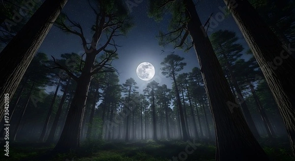 Obraz Moonlight Forest at Night.