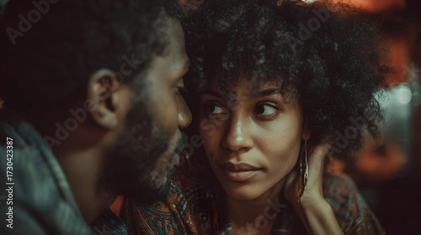 Fototapeta Intimate Moment Between Two Individuals Engaged in Deep Private Conversation in an Urban Setting