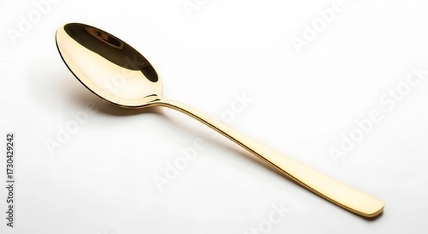 Obraz Golden Spoon on White Background.