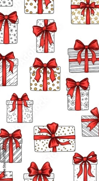 Fototapeta Gift Boxes Holiday Pattern.