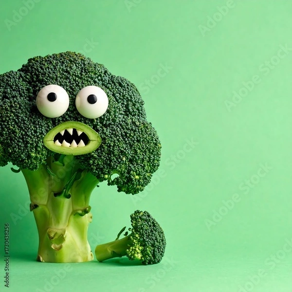 Obraz Broccoli monster on a lime green background