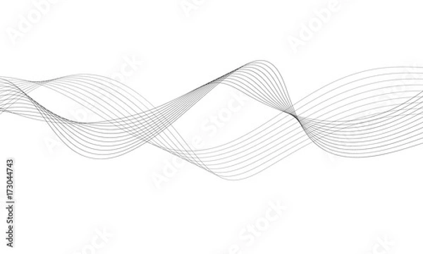 Fototapeta Element streszczenie fala do projektowania. Cyfrowy korektor toru częstotliwości. Stylizowane tło linii. Ilustracji wektorowych. Fala z liniami utworzonymi za pomocą narzędzia mieszania. Zakrzywiona falista linia, gładki pasek.