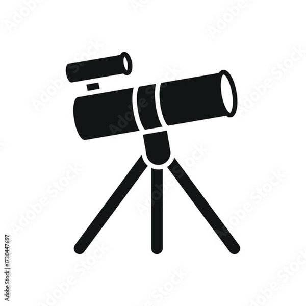 Obraz Telescope icon in solid glyph for science, night sky, and exploration projects.