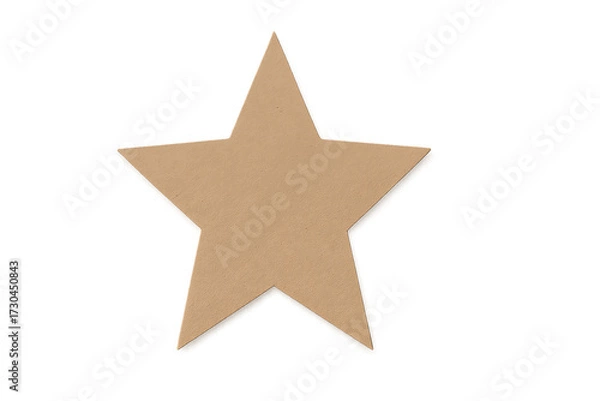 Fototapeta Blank brown cardboard paper star cutout with simple shape, isolated PNG transparency for decorative creative designs