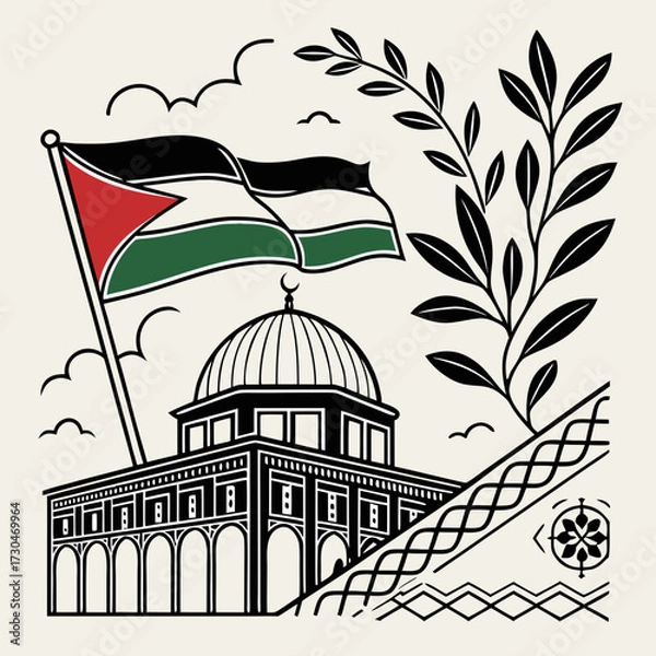 Obraz Palestinian Cultural Pattern Vector Artwork