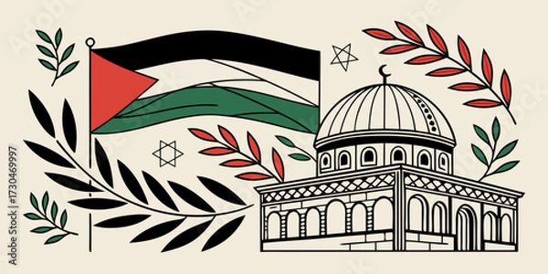 Obraz Simple Palestinian Embroidery Vector Illustration