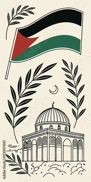 Obraz Simple Palestinian Traditional Pattern Vector