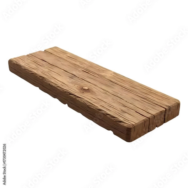 Fototapeta Rough wooden plank isolated on transparent background