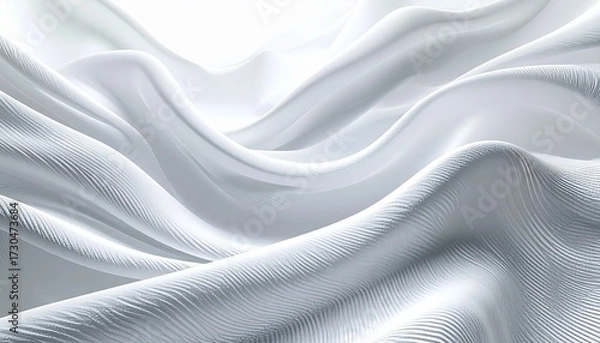 Fototapeta Flowing white fabric with soft folds creating a calm and elegant abstract background.
