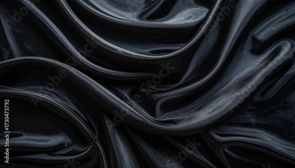 Fototapeta Luxurious dark fabric with smooth folds and silky flowing texture.

