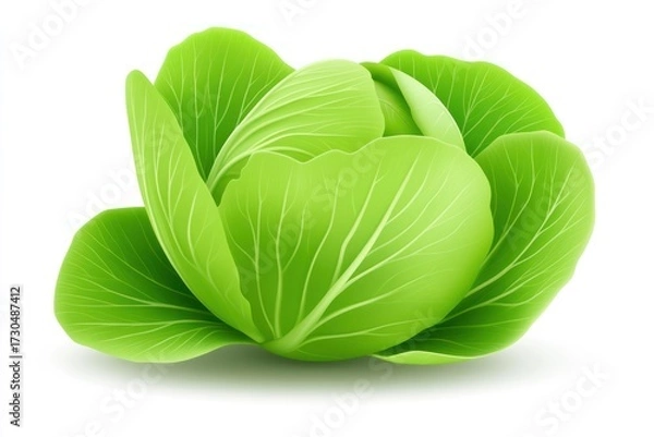 Obraz A vibrant green cabbage isolated on white background