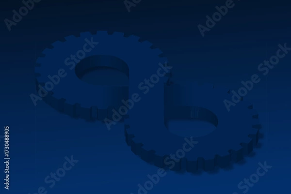 Fototapeta Blue 3D Infinity Symbol on Dark Blue  Background. Endless Vector Logo Design. Concept of infinity  Gear with shadow for your web site design, app, UI. EPS10.