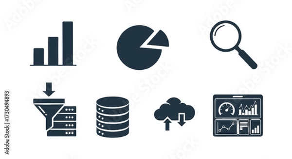 Fototapeta Data Analysis and Management Icons