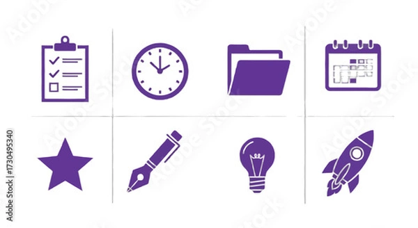 Fototapeta Achieve success with strategic planning and innovative ideas, set goals, manage time effectively, and organize files for optimal productivity, a fresh startup