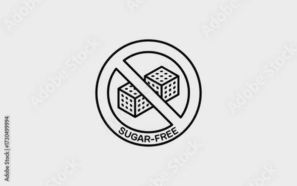 Fototapeta Minimalist black and white line art sugar free dice icon vector graphic for declarative use silhouette vector illustration white background